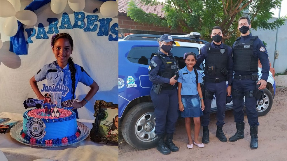 Menina ganha festa surpresa de aniversário da Guarda Municipal de Timon — Foto: Divulgação