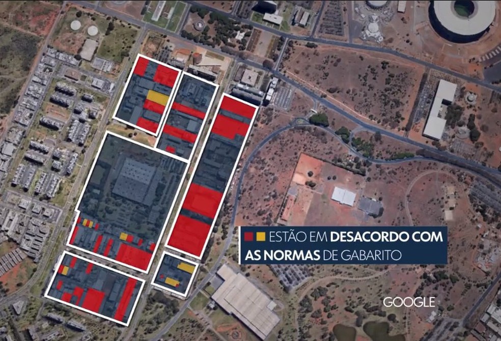 Prédios em desacordo com normas do SIG — Foto: Reprodução/TV Globo