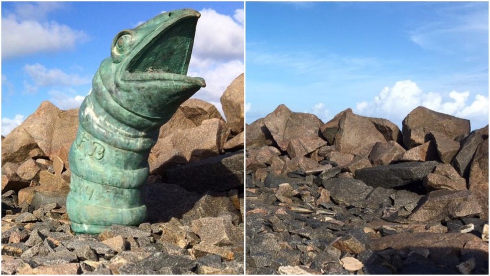 Serpente foi retirada do Parque das Esculturas, no Recife — Foto: Reprodução/WhatsApp