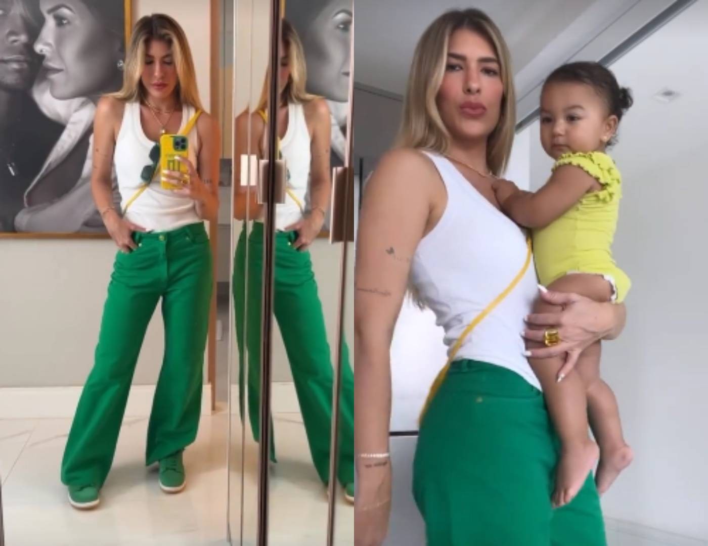 Lore Improta com a filha, Liz, no clima da Copa do Mundo — Foto: Reprodução/Instagram