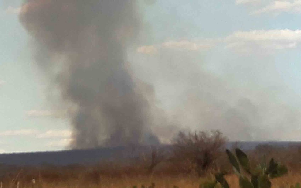 Fogo atinge região de caatinga em cidade no norte da Bahia (Foto: Luiz Rogério Dias da Silva/ Arquivo Pessoal)