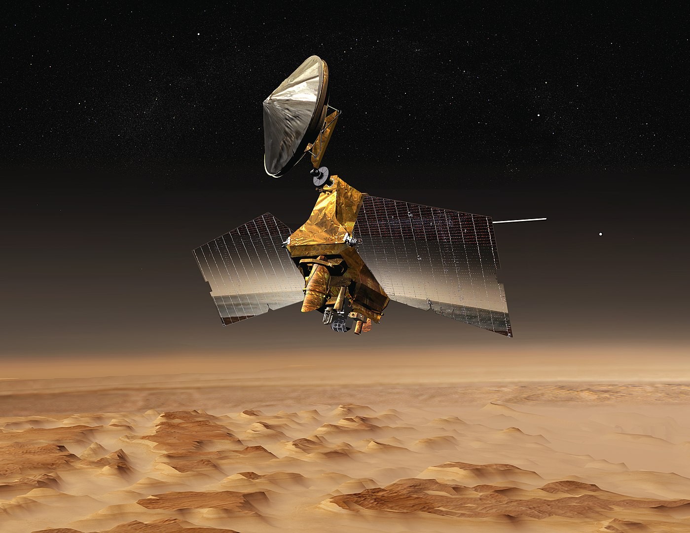 Sonda Mars Reconnaissance Orbiter busca evidências de água no passado remoto de Marte  (Foto: Wikimedia Commons )