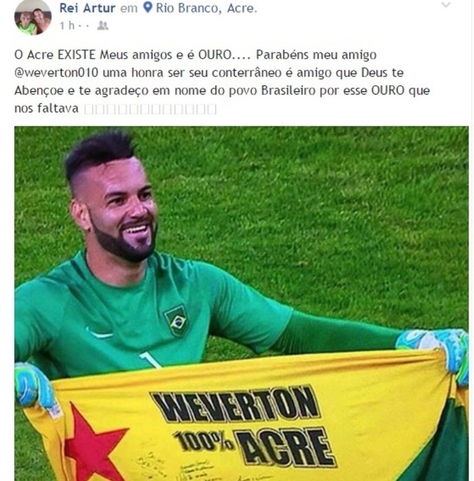 Homenagem do ex-joagador Artur Oliveira ao goleiro Weverton (Foto: Reprodução/Facebook)