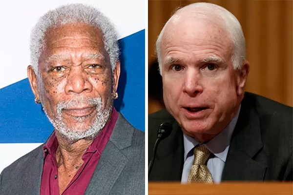 Morgan Freeman e o falecido senador John McCain (Foto: getty)
