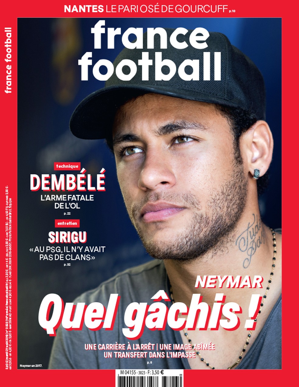 Neymar é capa da "France Football" — Foto: Reprodução / Site Oficial