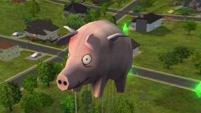 O porco voador em The Sims 2 aparentemente é uma referência à banda Pink Floyd (Foto: Reprodução/The Sims Forum)