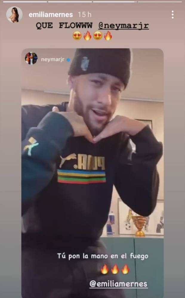 Neymar faz dancinha e cantora argentina Emilia Mernes comenta (Foto: Reprodução/Instagram)