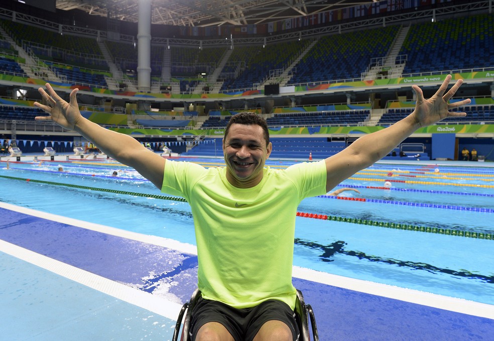 Clodoaldo Silva, no EstÃ¡dio AquÃ¡tico da Rio 2016, Ãºltima competiÃ§Ã£o antes da aposentadoria  â Foto: AndrÃ© DurÃ£o