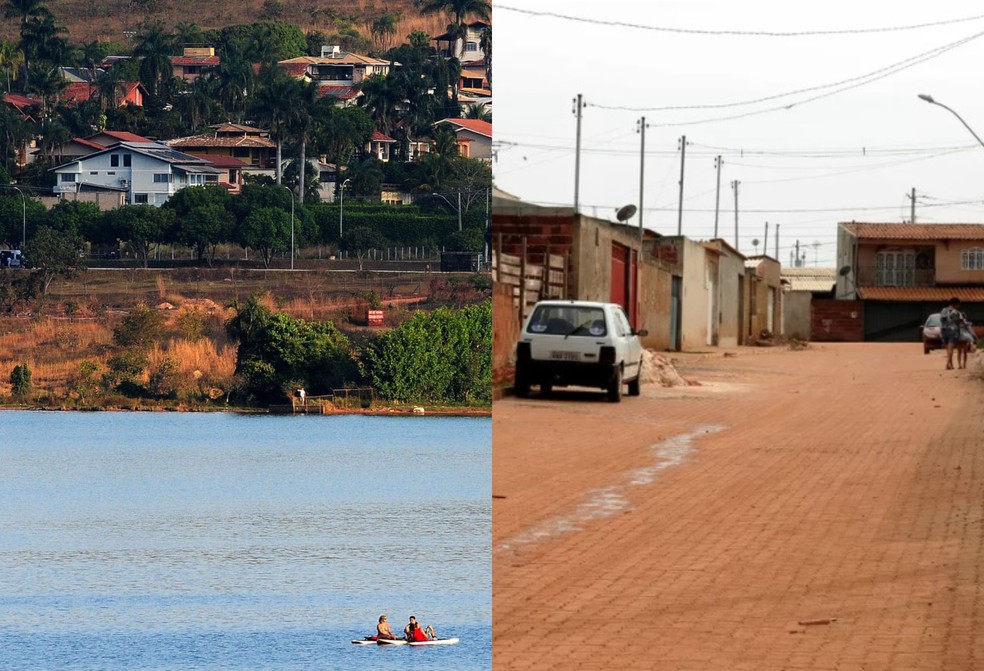 Regiões do Lago Sul, à esquerda e Sol Nascente, à direita, em imagem de arquivo — Foto: Agência Brasília 