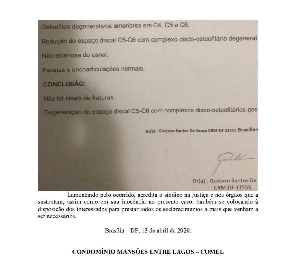 Após confusão, síndico de condomínio do DF, divulga nota — Foto: Reprodução