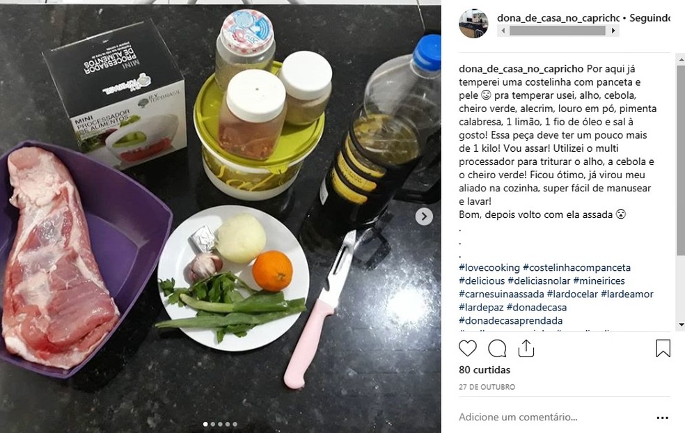 Raquel dá dicas culinárias simples e práticas para os seguidores. — Foto: Reprodução/ Instagram