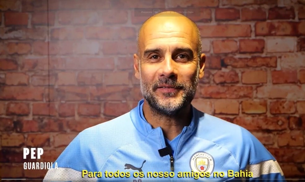 Pep Guardiola deseja boa sorte ao Bahia no jogo do acesso  Foto: Reproduo/redes sociais