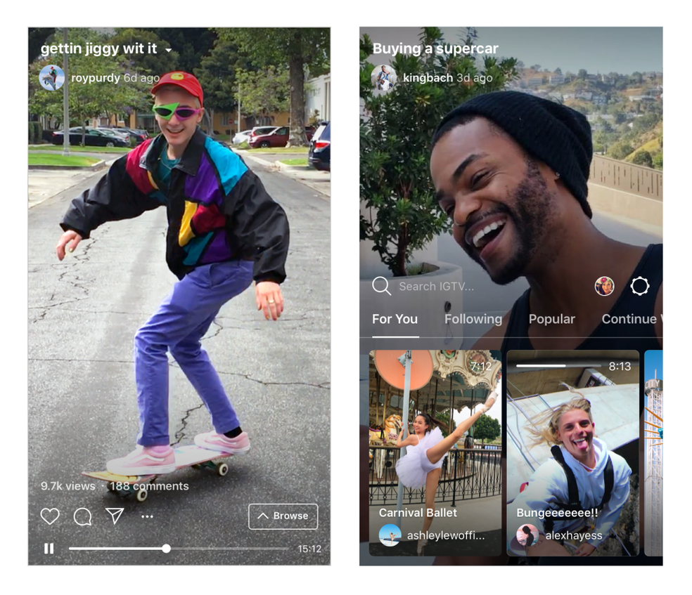 IGTV também pode ser acessado dentro do app do Instagram, em um novo espaço (Foto: Instagram/Divulgação)