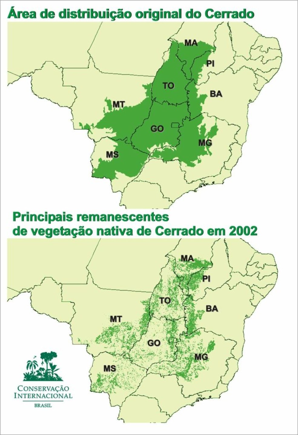 Mapa do desmatamento do Cerrado — Foto: ISPN/Reprodução
