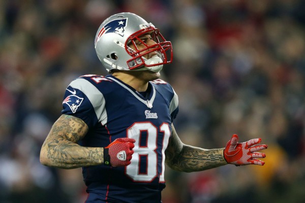 Aaron Hernandez atuando pelo New England Patriots (Foto: Getty Images)