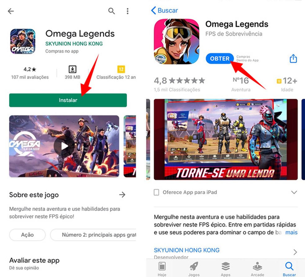 Omega Legends está disponível para download em celulares Android e Iphone (iOS) — Foto: Reprodução/Tais Carvalho