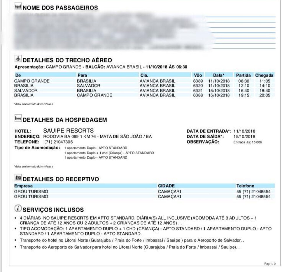 VÃ­tima em MS disse que famÃ­lia descobriu golpe no aeroporto, quando estava prestes a embarcar  â Foto: G1 MS