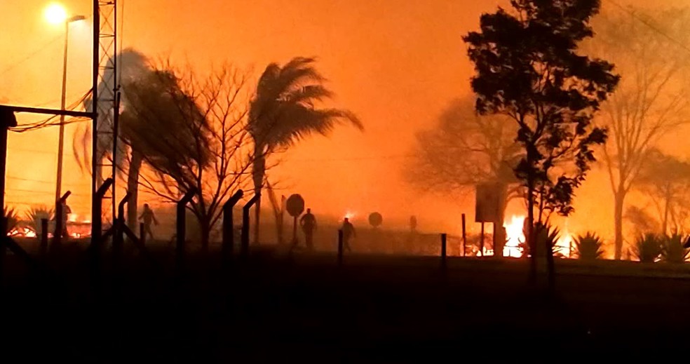 Incêndio na vegetação assusta moradores de Trabuju — Foto: Redes sociais
