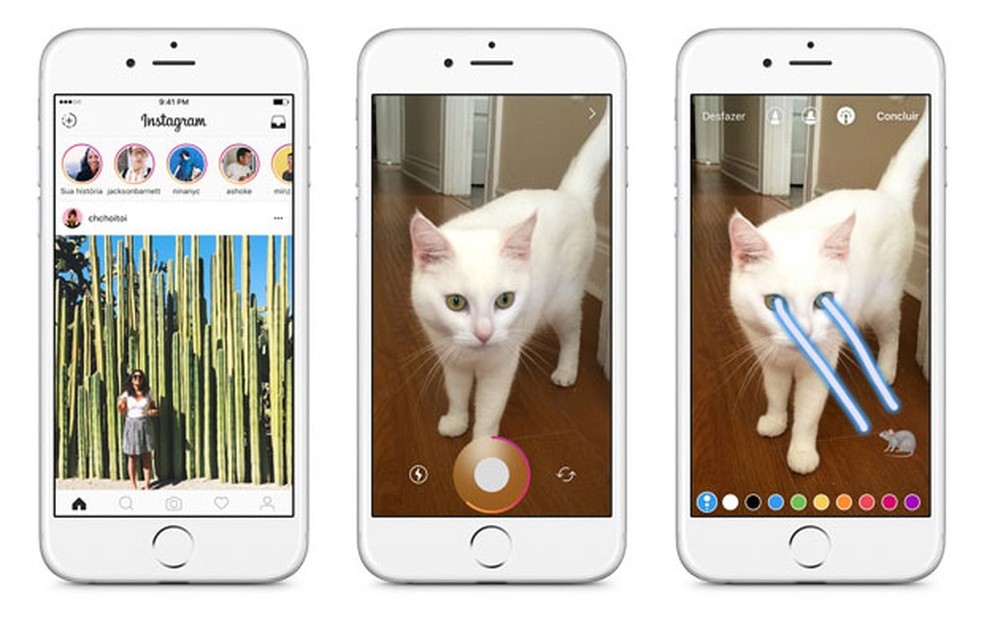 Telas do Instagram mostram o modo stories do app (Foto: Divulgação/Instagram)