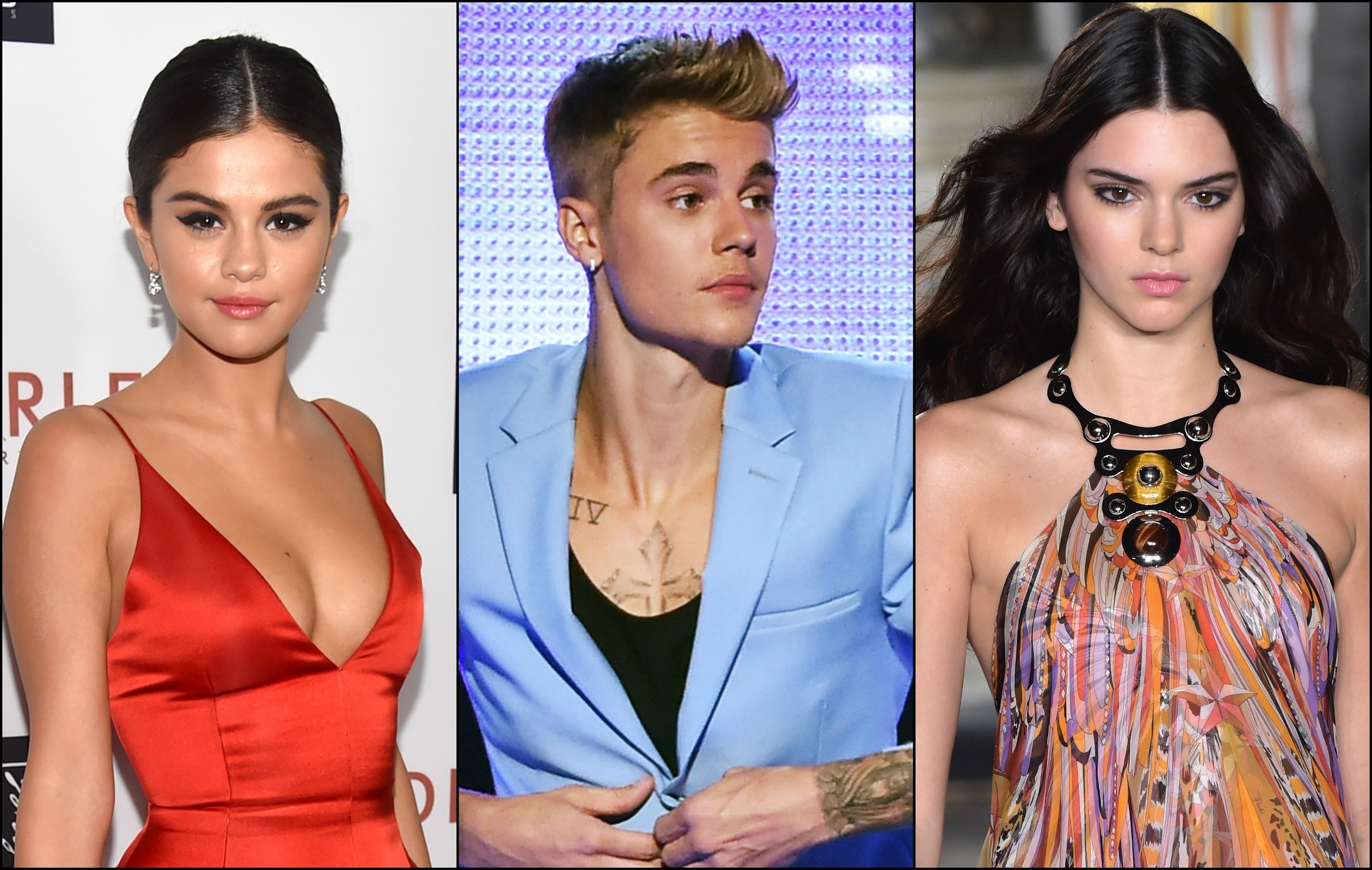 Selena (à esq.), Justin e Kendall vivem mais uma crise no triângulo amoroso. (Foto: Getty Images)