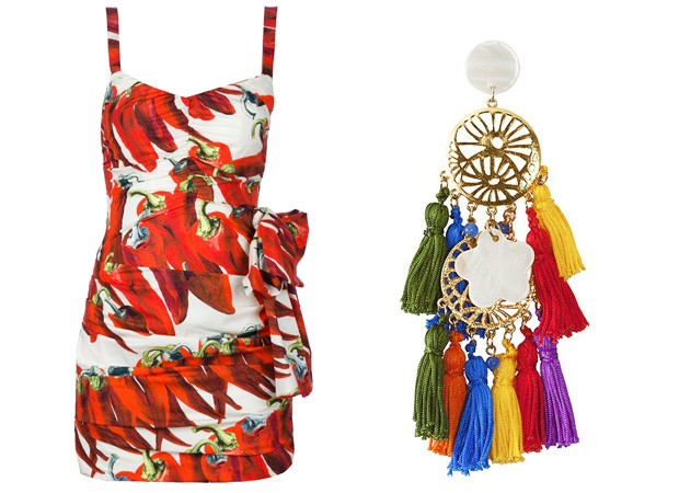 O vestido Dolce & Gabbana e o brinco Privier usados por Ju paes (Foto: Divulgação)