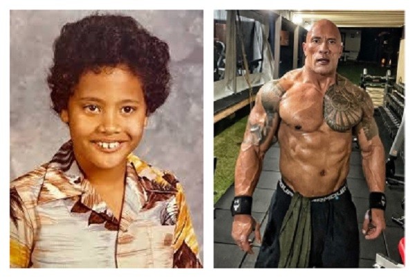 Dwayne Johnson, o The Rock, posta retrato da infância e brinca