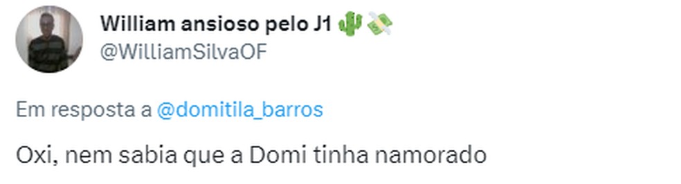 F&atilde;s se questionam com quem Domitila namora &mdash; Foto: Twitter