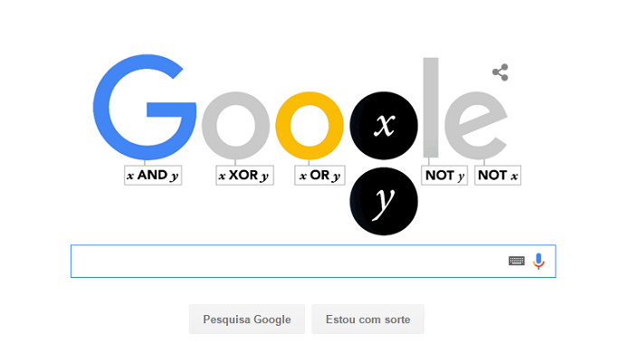 Doodle mostra o conceito binário desenvolvido por George Boole (Foto: Reprodução/Google)