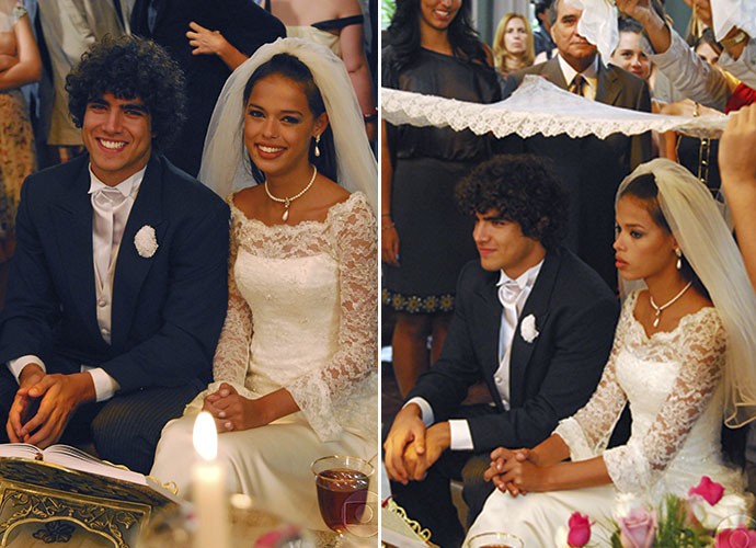 Bruno (Caio Castro) se converteu para casar com a muçulmana Samira (Thaís Botelho) (Foto: TV Globo)
