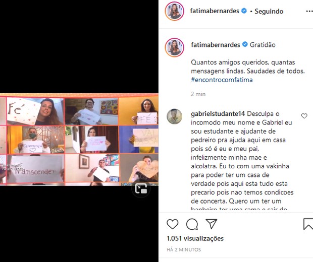 Fátima Bernardes agradece a carinho (Foto: Reprodução/Instagram)