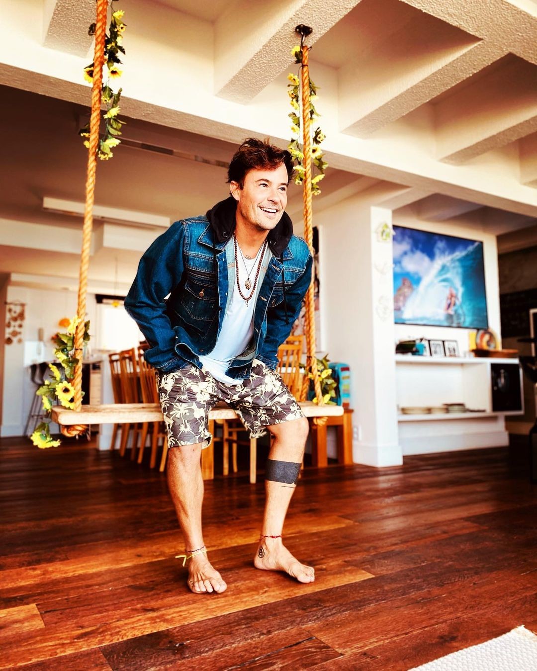 Paulinho Vilhena tem balanço suspenso na sala de casa (Foto: Reprodução / Instagram)