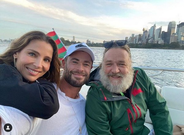 Russell Crowe, Chris Hemsworth e Elsa Pataky  (Foto: Instagram)