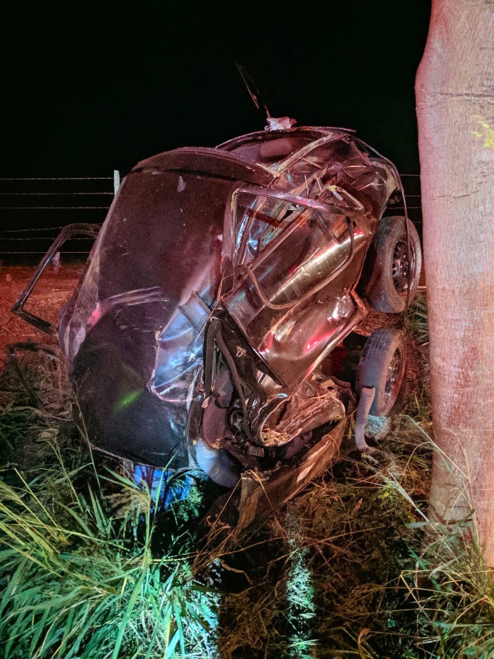 Duas pessoas estavam no carro que capotou em Ibitinga; uma delas morreu  — Foto: Alexandre Donizete / Arquivo pessoal 