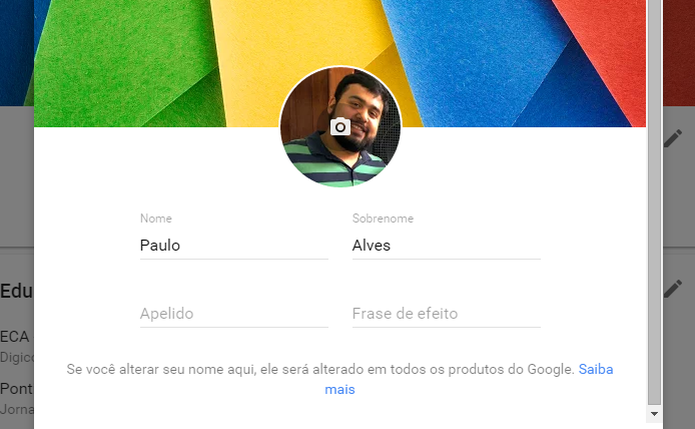 Edite seu nome em todos os produtos do Google (Foto: Reprodução/Paulo Alves) (Foto: Edite seu nome em todos os produtos do Google (Foto: Reprodução/Paulo Alves))