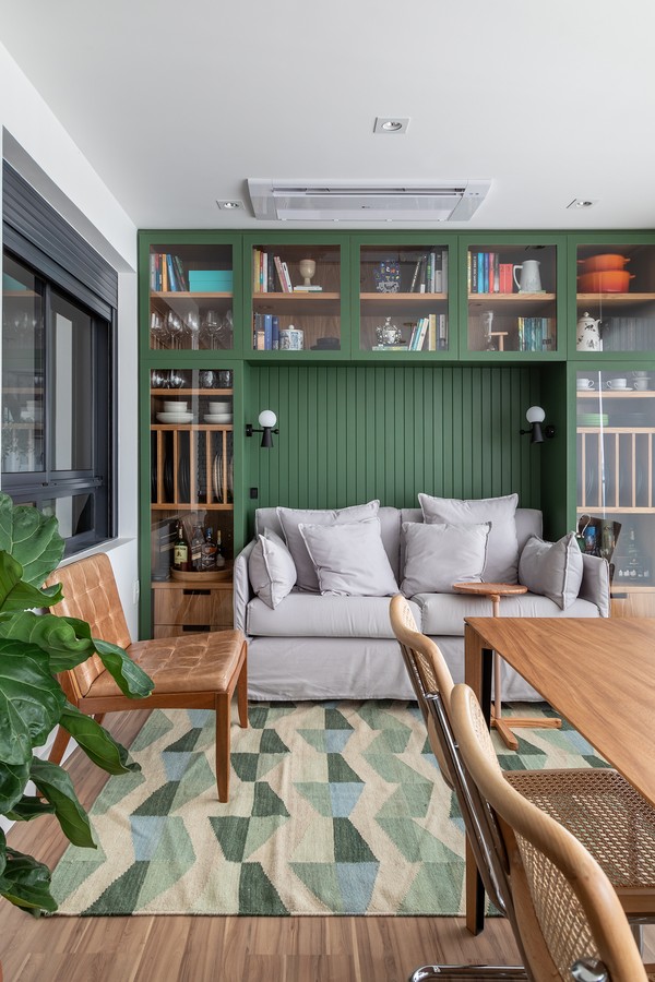 Apartamento 118 m² com estilo industrial e marcenaria colorida (Foto: Evelyn Müller )