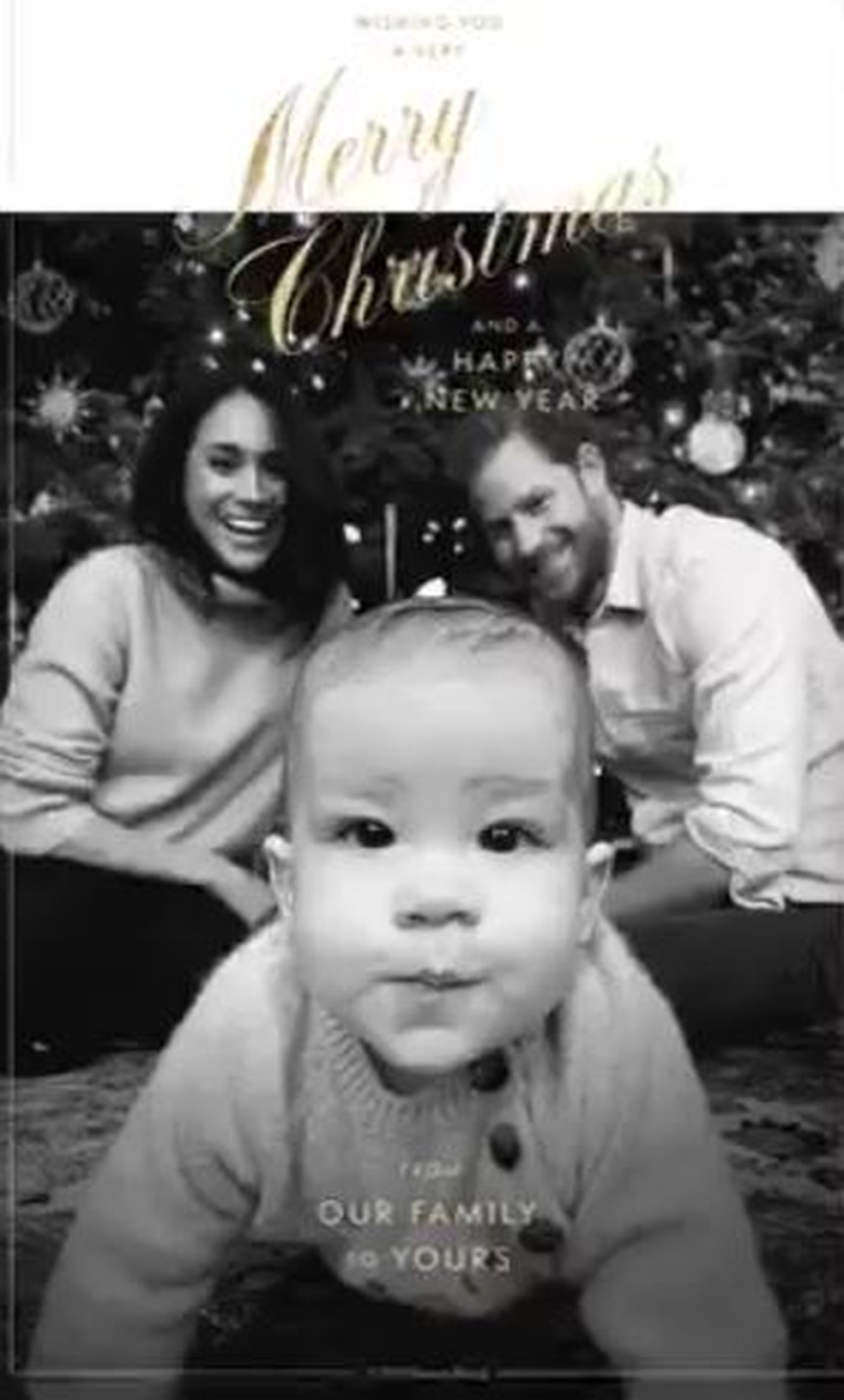 Príncipe Harry e Meghan Markle divulgam primeiro cartão de natal do bebê Archie — Foto: Reprodução/Twitter/The Queen's Commonwealth Trust