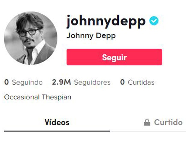 Johnny Depp criou conta no TikTok (Foto: Reprodução / TikTok)