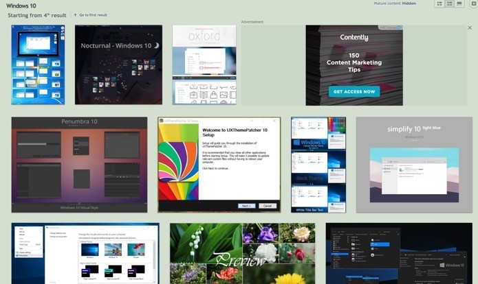 Página do DevianArt com centenas de temas para o Windows 10 (Foto: Reprodução/André Sugai)