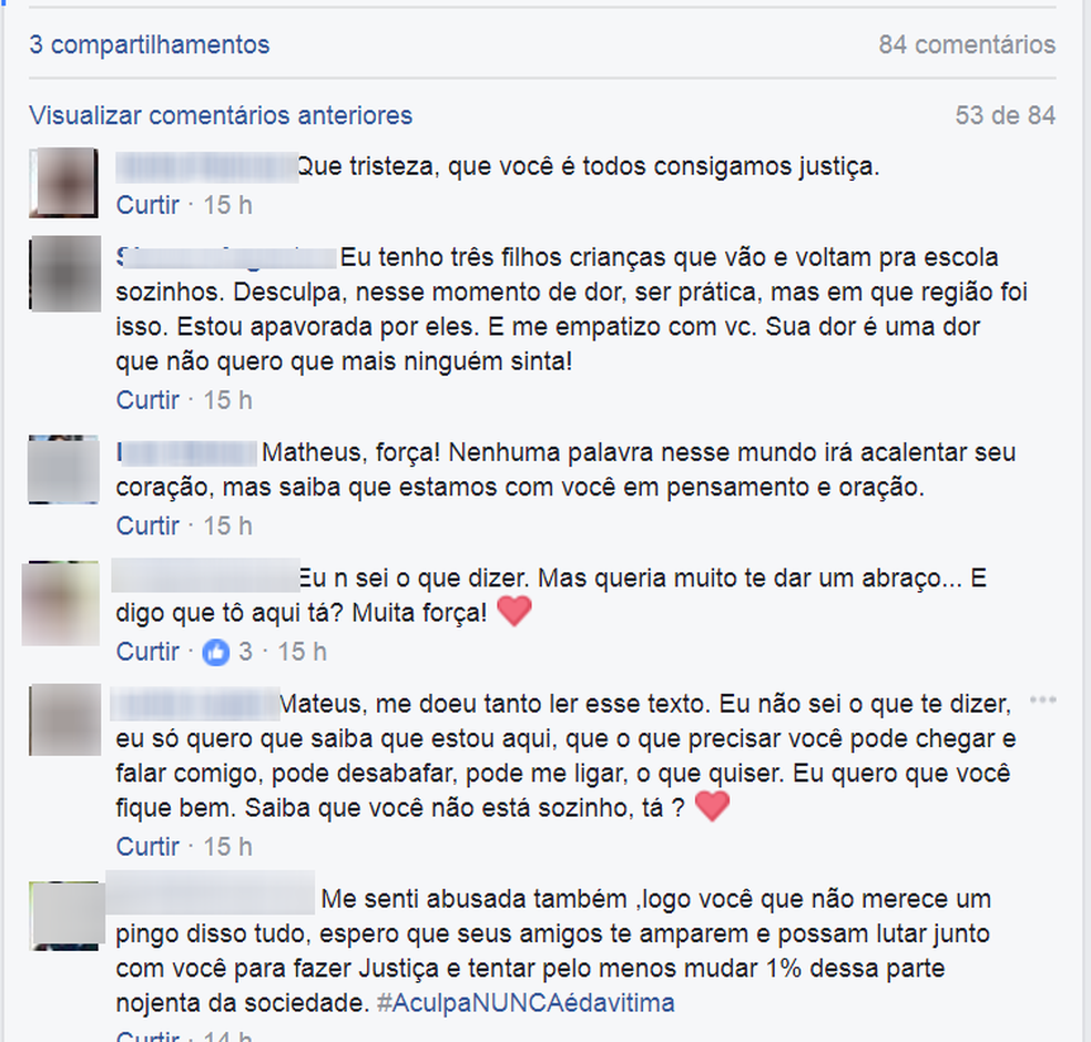 Após desabafo na internet sobre estupro, jovem de Uberaba recebeu apoio de internautas (Foto: Reprodução/Facebook/Mateus Herinque)
