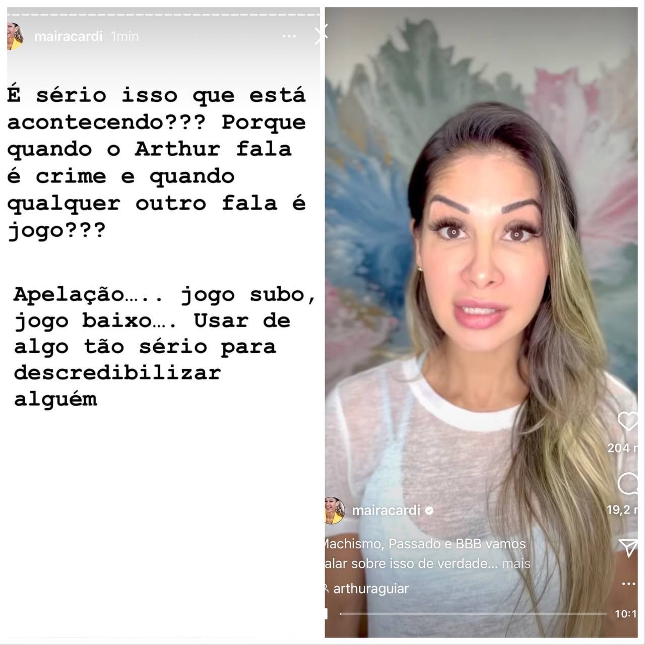Maíra Cardi fala de acusação de gaslighting contra Arthur Aguiar: 'Jogo baixo' (Foto: Reprodução / Instagram)