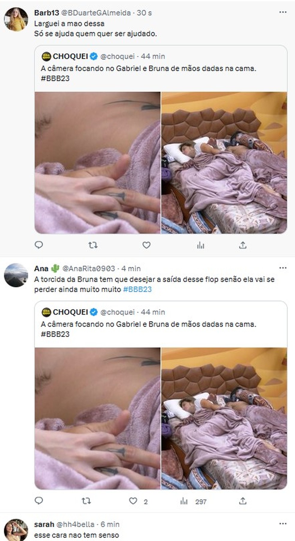 Internautas opinam sobre rela&ccedil;&atilde;o de Bruna e Gabriel &mdash; Foto: Reprodu&ccedil;&atilde;o/Twitter