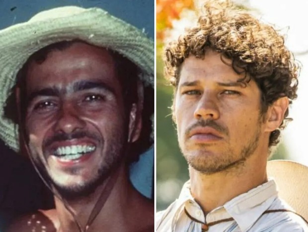 Dua versões: Marcos Palmeira interpretou Tadeu na versão de 1990 de Pantanal; José Loreto vive o peão em 2022 (Foto: Reprodução e João Miguel Junior/Globo)