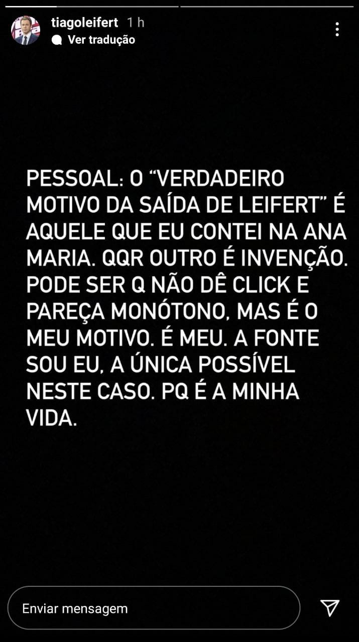 Tiago Leifert nega boatos sobre sua saída da Globo (Foto: Reprodução/Instagram)