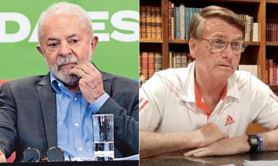 Os candidatos a presidente Lula (PT) e Bolsonaro (PL)