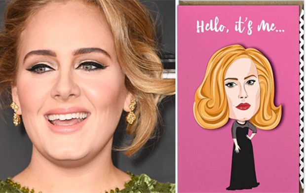 Adele e cartão de loja (Foto: Getty Images/Reprodução/The Sun)