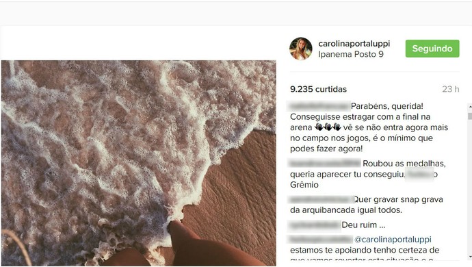 Carol Portaluppi é hostilizada em rede social  (Foto: Reprodução / Instagram)