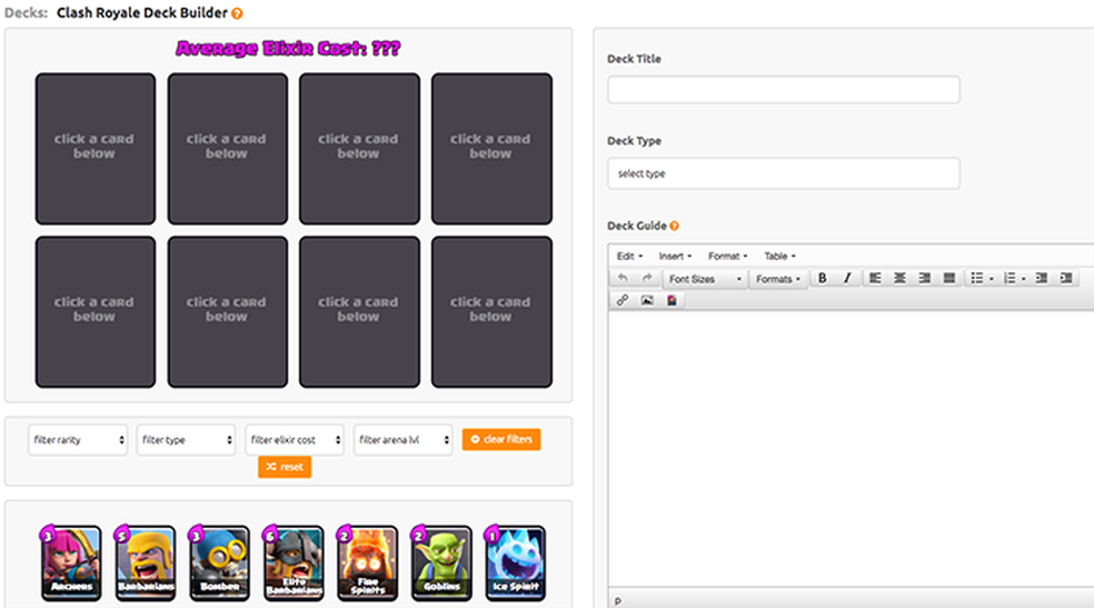 deck builder clash royale