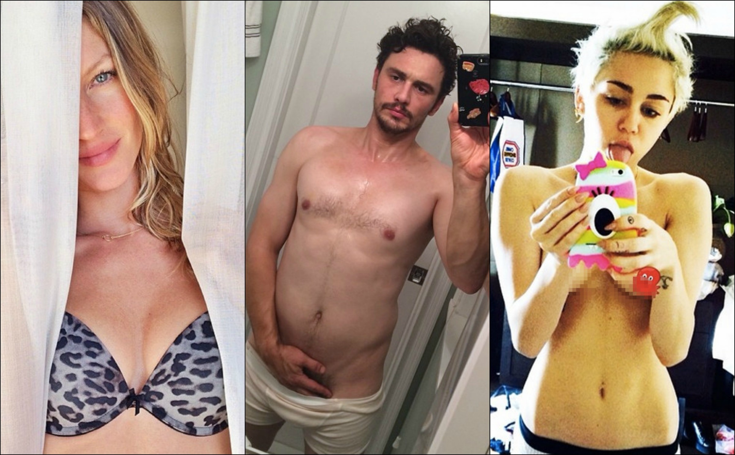 Desde Gisele, passando por James Franco, até Miley Cyrus: todo mundo tirando a roupa. (Foto: Instagram)