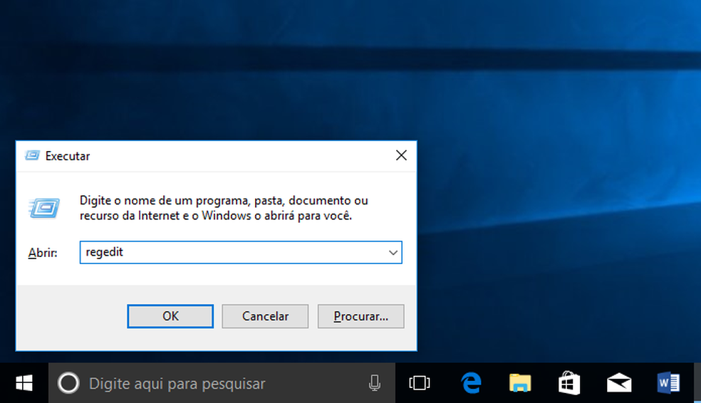 Execute o editor de registro (Foto: Reprodução/Helito Bijora)