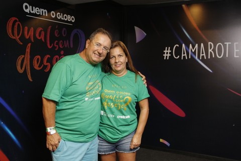 Leonardo Fernandes e Rosane Sá no camarote Quem O Globo